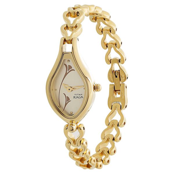 Titan Raga Essentials Champagne Dial Women Watch With Metal Strap - image number 1