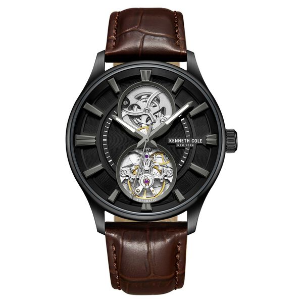 Kenneth Cole Automatic Black Dial With Tan Leather Strap Watch For Men - image number 0