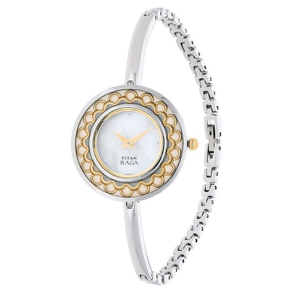 Titan Quartz Analog Mother of Pearl Dial Metal Strap Watch for Women - image number 1