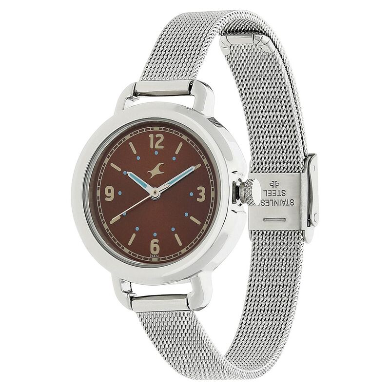 Fastrack Bare Basics Quartz Analog Brown Dial Stainless Steel Strap Watch for Girls - image number 1