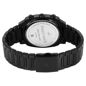 Fastrack Kronos Chronograph Black Dial Black Stainless Steel Strap Watch For Guys