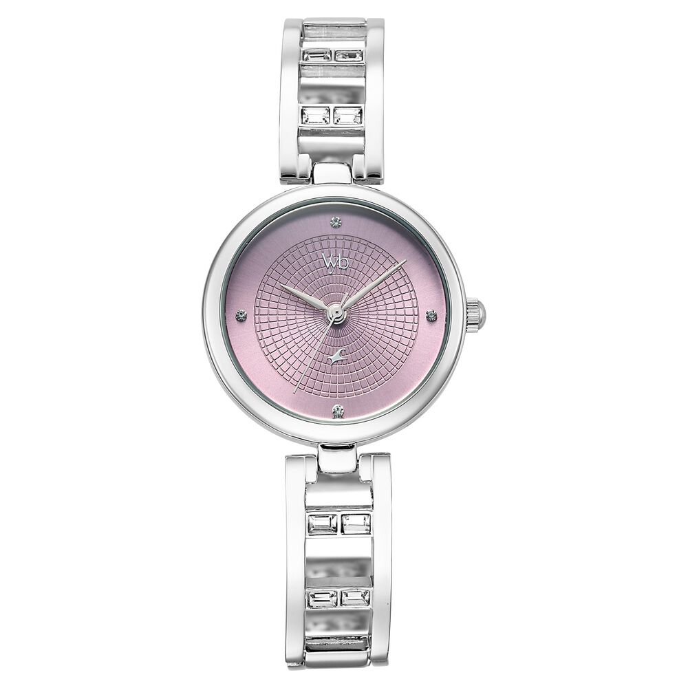 Vyb Seeker By Fastrack Quartz Analog Purple Dial Silver Metal Strap Watch For Girls-picture-11