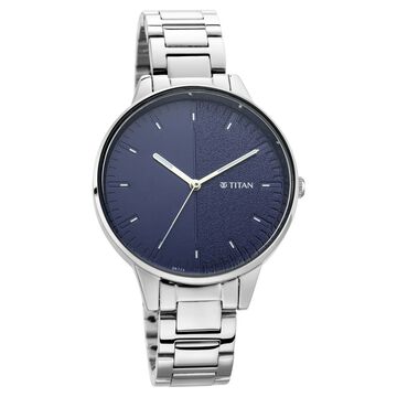 Titan Women's Precision Simplicity Watch: Blue Gradient Dial with Metal Strap