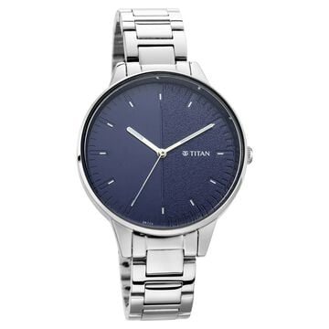 Titan Women's Precision Simplicity Watch: Blue Gradient Dial with Metal Strap