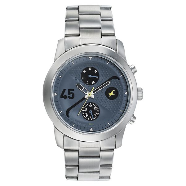 Fastrack Go Skate Quartz Multifunction Blue Dial Stainless Steel Strap Watch for Guys - image number 1