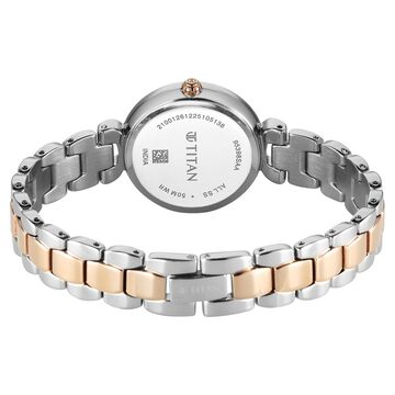 Titan Workday Edit Quartz Analog Mother Of Pearl Dial Two Toned Stainless Steel Strap Watch For Women