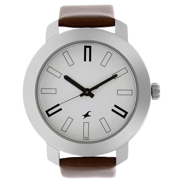 Fastrack Quartz Analog White Dial Leather Strap Watch for Guys - image number 0