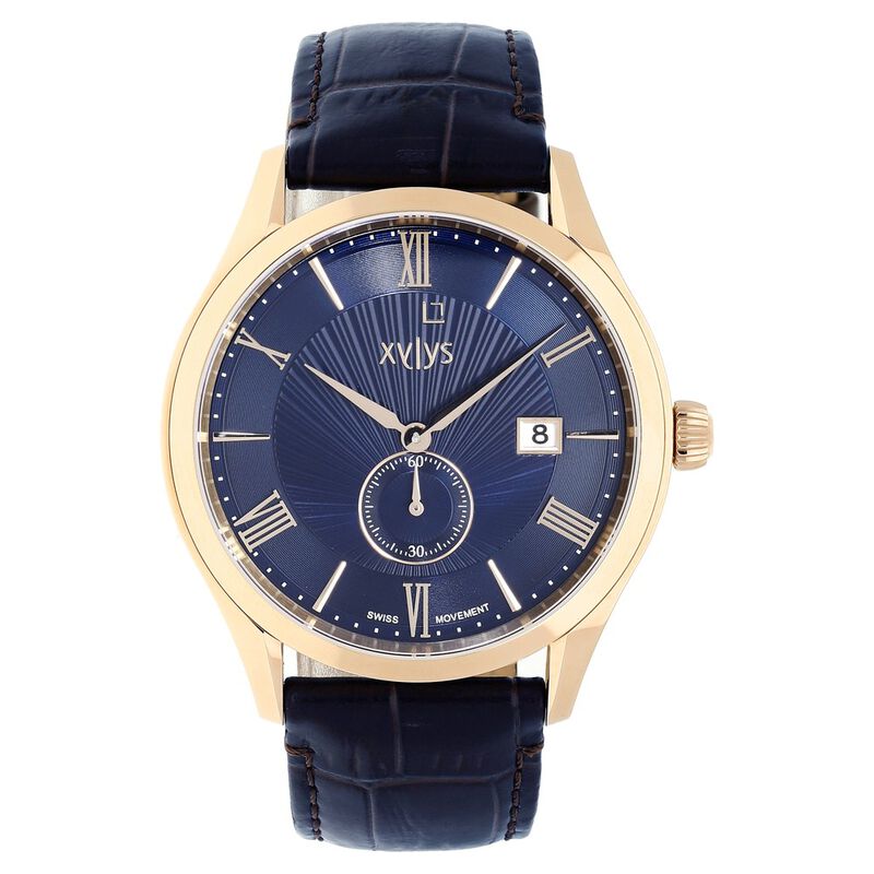 Xylys Quartz Analog with Date Blue Dial Leather Strap Watch for Men - image number 0