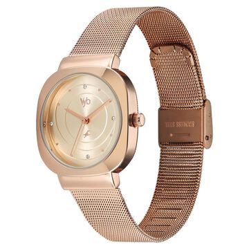 Fastrack Vyb Mirage Quartz Analog Rose Gold Dial Metal Strap Watch For Girls