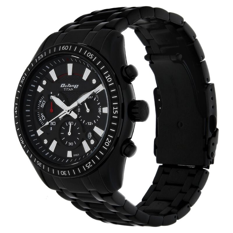 Buy Online Titan Quartz Chronograph Black Dial Stainless Steel Strap