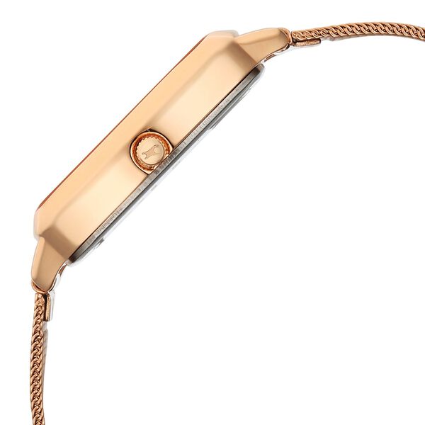 Fastrack Wild Quartz Analog Green Dial Rose Gold Stainless Steel Strap Watch For Girls - image number 6