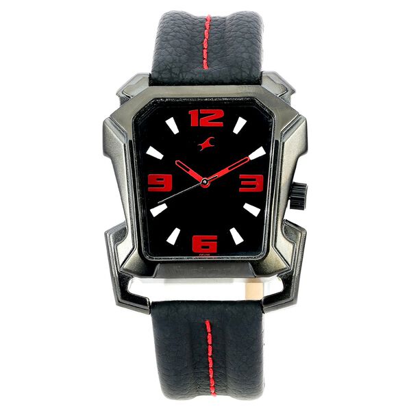 Fastrack Quartz Analog Black Dial Leather Strap Watch for Guys - image number 0
