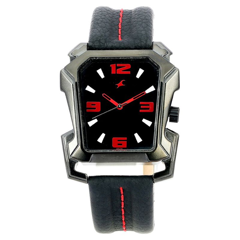 Fastrack Quartz Analog Black Dial Leather Strap Watch for Guys