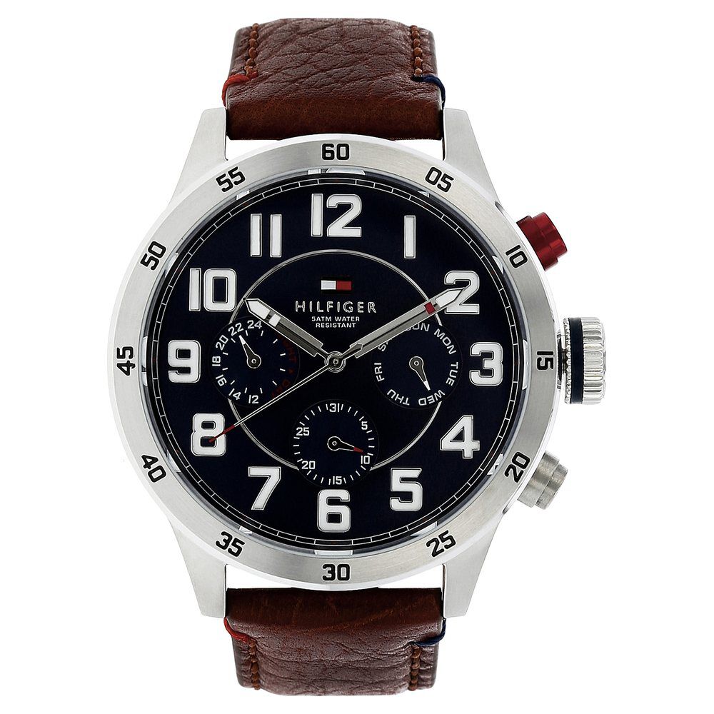 Buy Online Tommy Hilfiger Quartz Analog Blue Dial Leather Strap Watch for Men ncth1791066w Titan