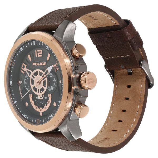 Police Quartz Chronograph Grey Dial Leather Strap Watch for Men - image number 1