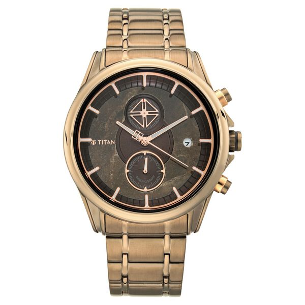 Titan Grandmaster Brown Dial Chronograph Stainless Steel Strap watch for Men - image number 2