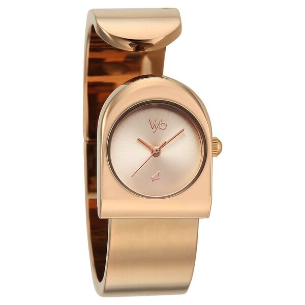 Vyb Striker By Fastrack Quartz Analog Rose Gold Dial Rose Gold Metal Strap Watch For Girls - image number 1