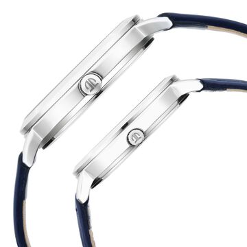 Titan Memento Blue Dial Analog Leather Strap watch for Couple