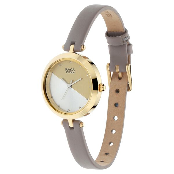 Titan Raga Viva Champagne Dial Women Watch With Leather Strap - image number 2