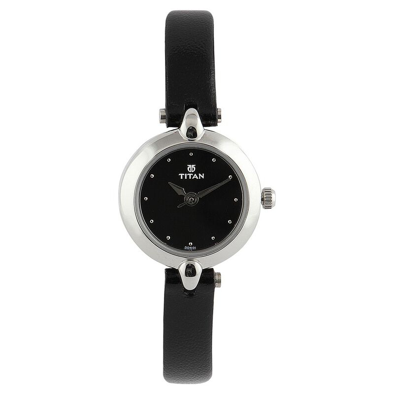 Titan Quartz Analog Black Dial Leather Strap Watch for Women - image number 0