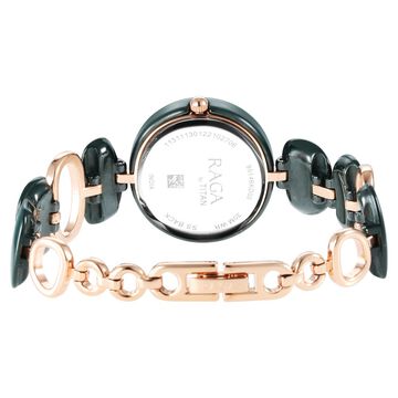 Titan Raga Ceramics Green Dial Analog Metal Strap Watch for Women