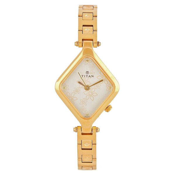 Titan Quartz Analog Champagne Dial Stainless Steel Strap Watch for Women - image number 0