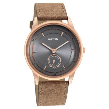 Titan Solidarity Anthracite Dial Analog Leather Strap Watch for Men