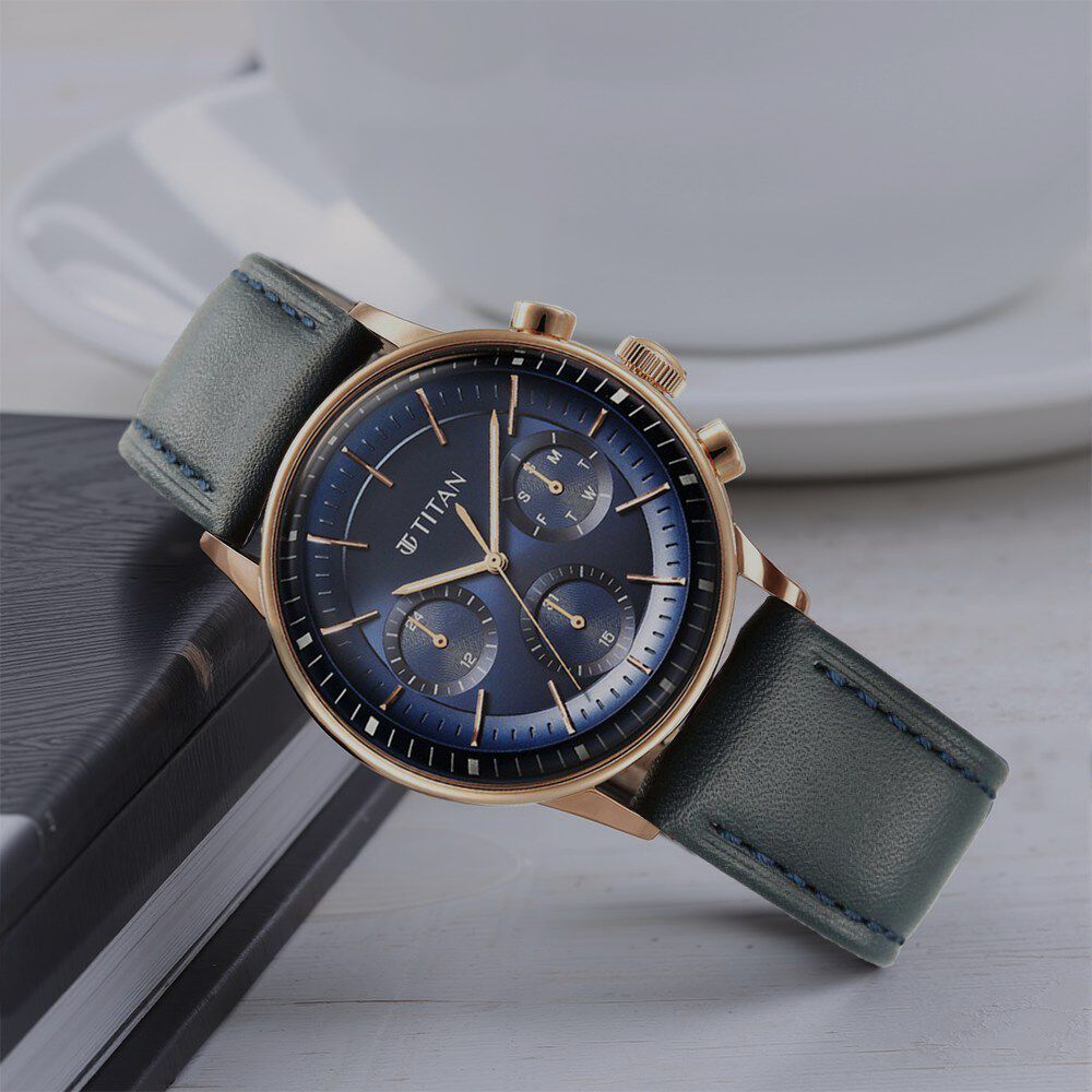 Buy Online Titan Light Leathers Quartz Multifunction Blue Dial