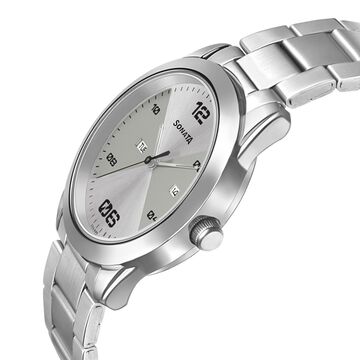 Sonata RPM Quartz Analog with Day and Date Silver Dial Stainless Steel Strap Watch for Men