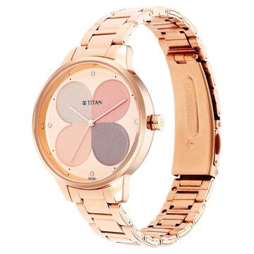 Titan Purple Glam It Up Quartz Analog Multicoloured Dial Rose Gold Stainless Steel Strap Watch For Women