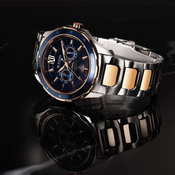 Titan Regalia Premium Blue Dial Quartz Multifunction Stainless Steel Strap watch for Men - image number 1
