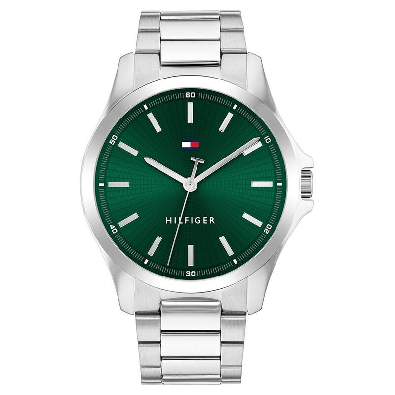 Tommy Hilfiger Quartz Analog Green Dial Silver Stainless Steel Strap Watch For Men