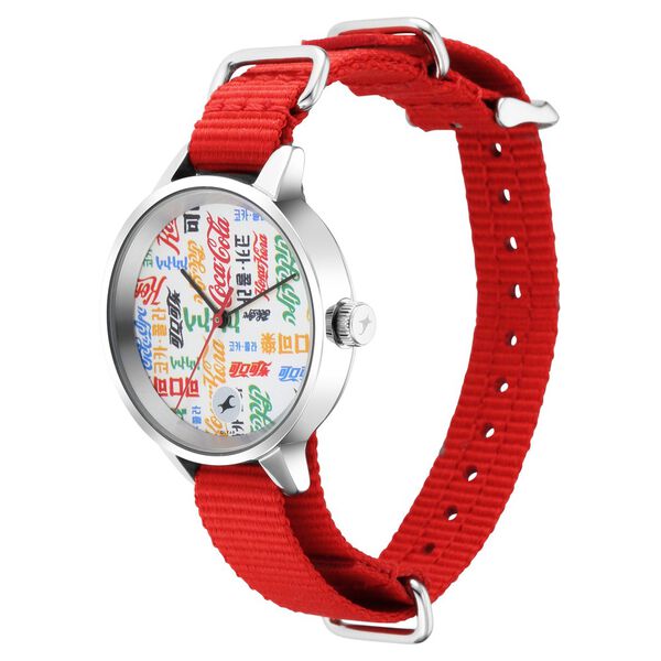 Fastrack Coca Cola Edition By Fastrack Quartz Analog Silver Dial Nylon Strap Watch for Girls - image number 3
