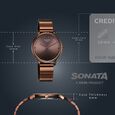 Sonata Sleek Women Bronze Sunray Dial Ultra-Slim Brown Metal Watch - image number 3