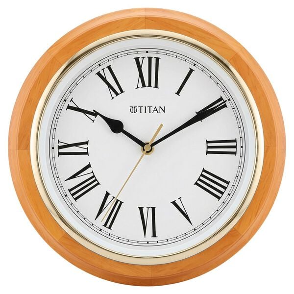 Titan Wooden Classic White Dial Round Wall Clock with Pine Wood Frame & Silent Sweep | 30 cm x 30 cm x 4.3 cm - image number 1