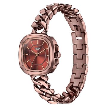 Sonata Poze Quartz Analog Brown Dial Metal Strap Watch For Women