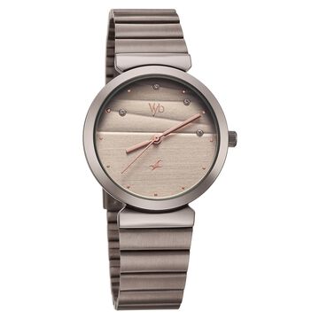 Fastrack Vyb Charmer Quartz Analog Grey Dial Metal Strap Watch For Girls