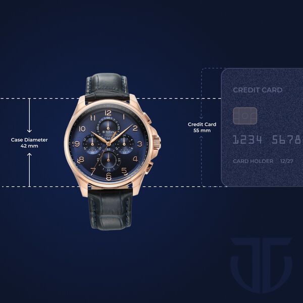 Titan Classic Chrono Blue Dial Leather Watch for Men - image number 2