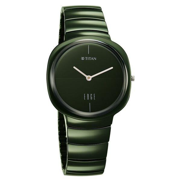 Titan Squircle Camo Quartz Analog Green Dial Ceramic Strap Watch For Unisex - image number 1