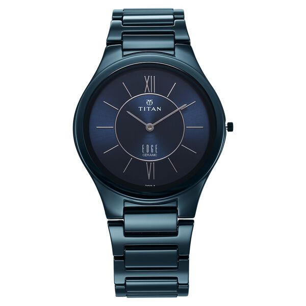 Titan Edge Ceramic Quartz in Glossy Electric Blue Dial Watch for Men - image number 0