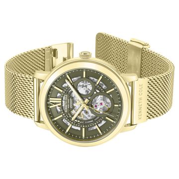 Kenneth Cole Automatic Automatic Green Dial Golden Stainless Steel Strap Watch For Men