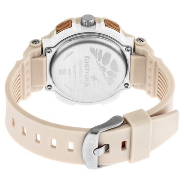 Fastrack Street Line Quartz Analog Digital Off White Dial PU Strap Watch for Girls