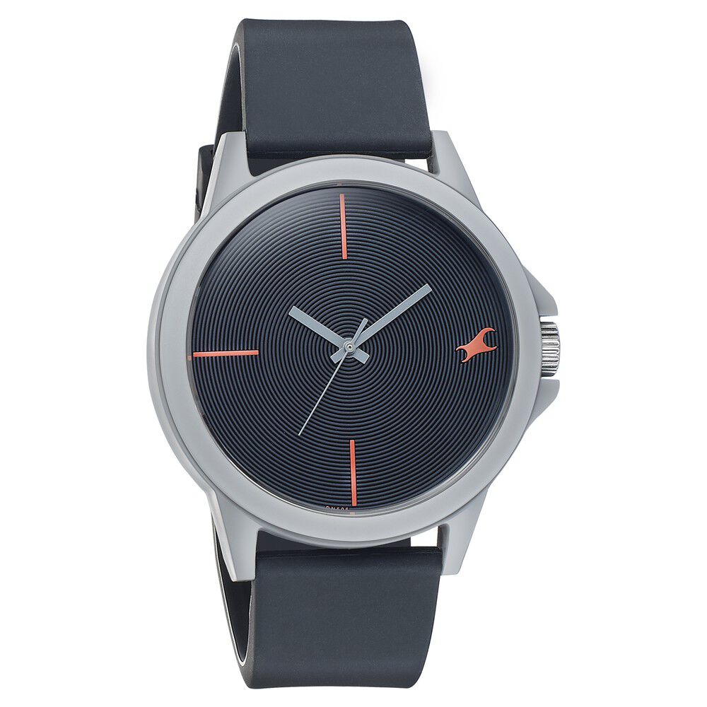 Fastrack Tees Quartz Analog Black Dial Silicone Strap Unisex Watch