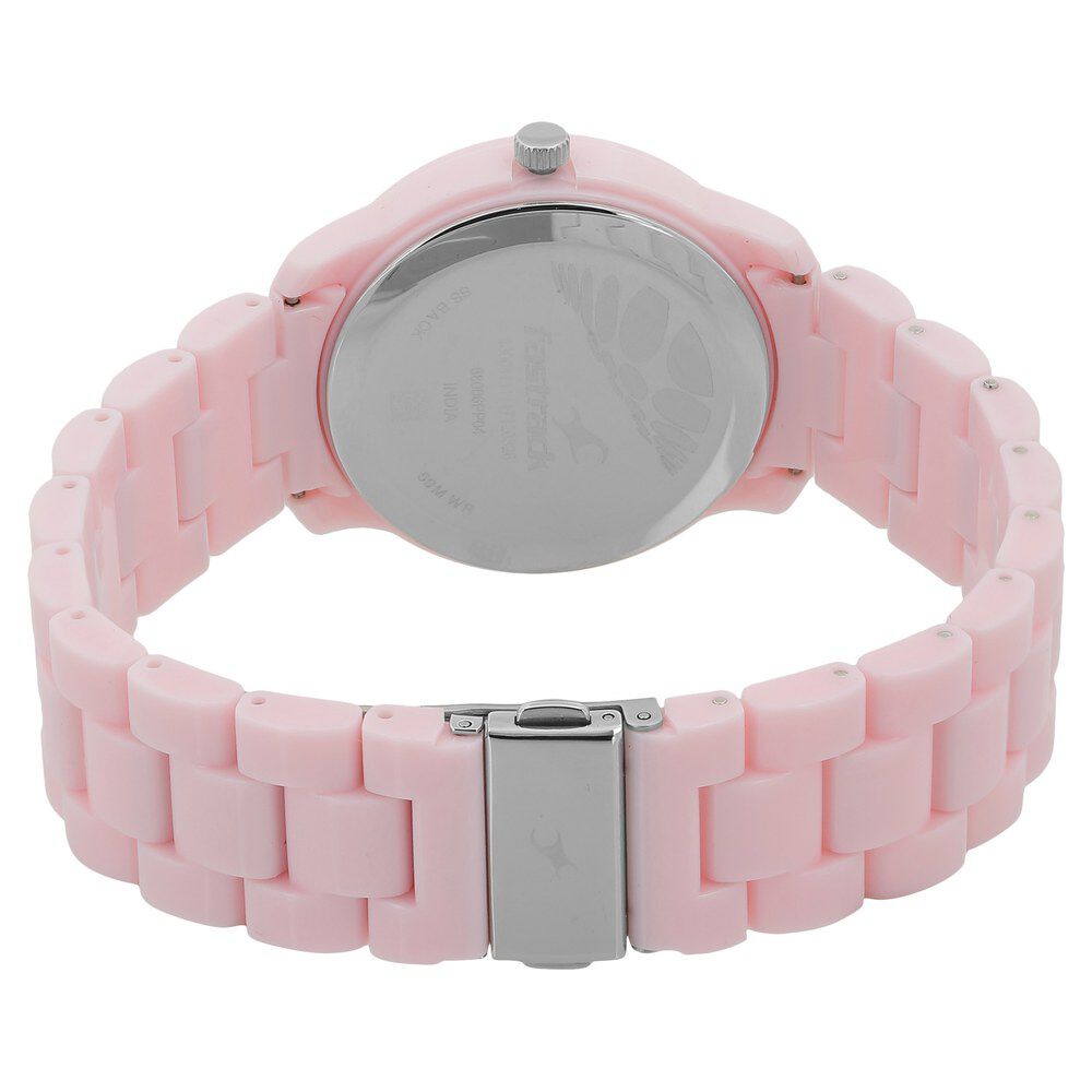 Buy Online Fastrack Trendies Quartz Analog Pink Dial Plastic Strap Watch for Girls ns68006pp04 Titan