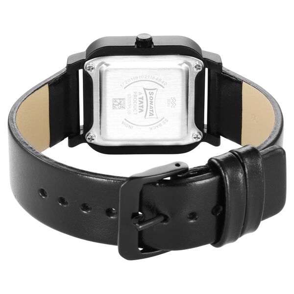 Sonata Pop Black Dial Women Watch With Leather Strap - image number 3