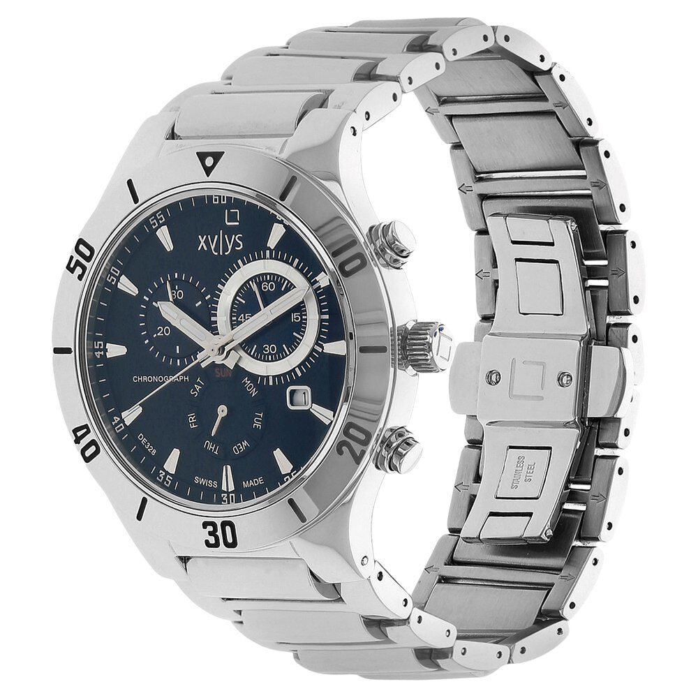 Buy Online Xylys Swiss Chronograph Black Stainless Steel Strap and Blue Dial Watch For Men nl9295sm01 Titan