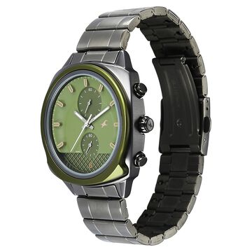 Fastrack Gelato Gunmetal chronograph watch with Pista green dial for Guys