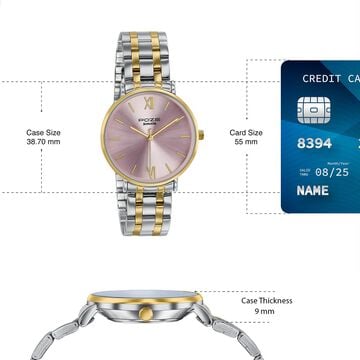 Poze By Sonata Quartz Analog Pink Dial Two Toned Stainless Steel Strap Watch For Women