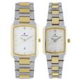 Titan Quartz Analog with Date White Dial Stainless Steel Strap Watch for Couple