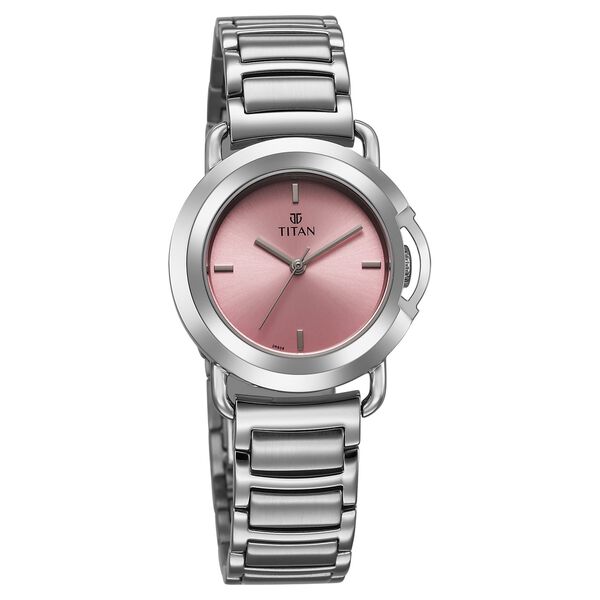 Titan Workmode Quartz Analog Pink Dial Stainless Steel Strap Watch For Women - image number 1